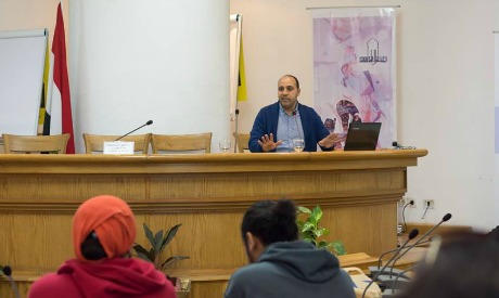 Mohamed El-Ghawy during the Arts Management Training, February 2017 (Photo: courtesy of AFCA for Arts and Culture facebook page)