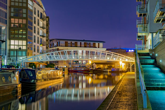 Birmingham canal at night