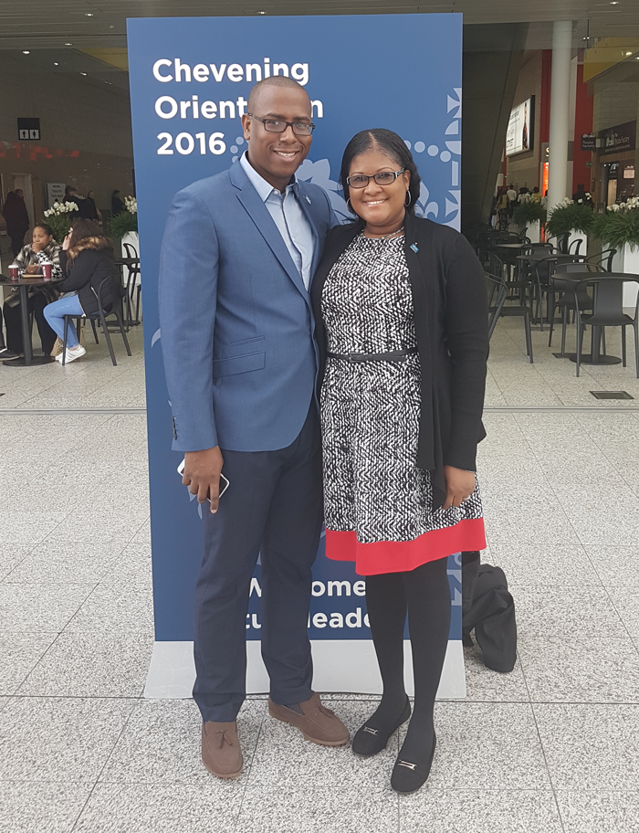 Tommy Descartes and Melissa Hippolyte-Descartes at Chevening Orientation 2016