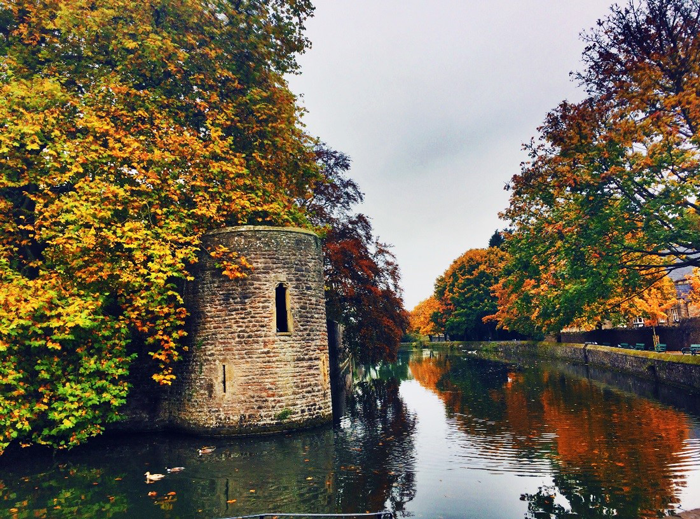 Moat surrounding the Bishop's Palace in Wells