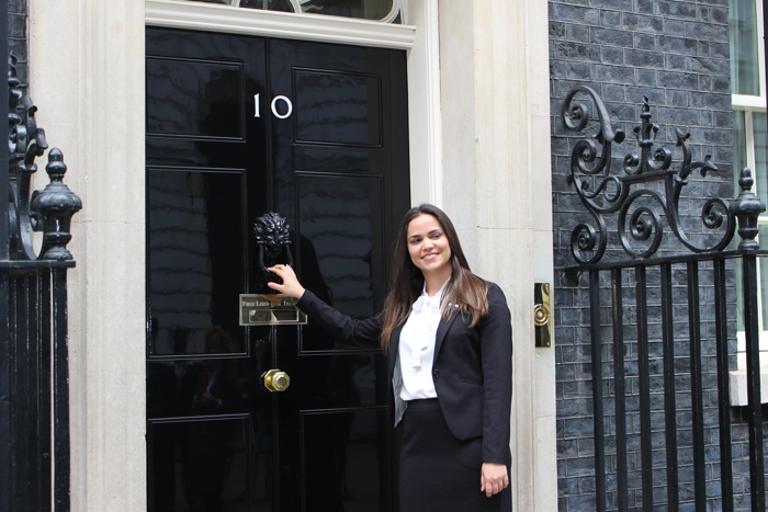 Scholar outside Number 10