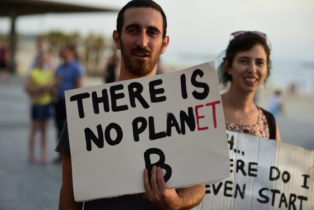 Climate campaigner in Tel Aviv