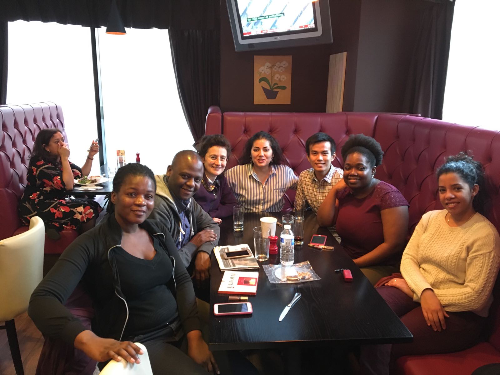 BBC Chevening Scholars eat lunch together at the end of their placements