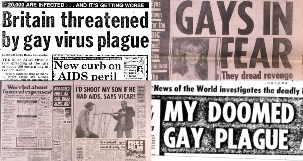 British tabloid front pages during AIDS crisis