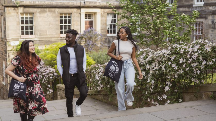 Chevening Scholars walking up steps in Edinburgh
